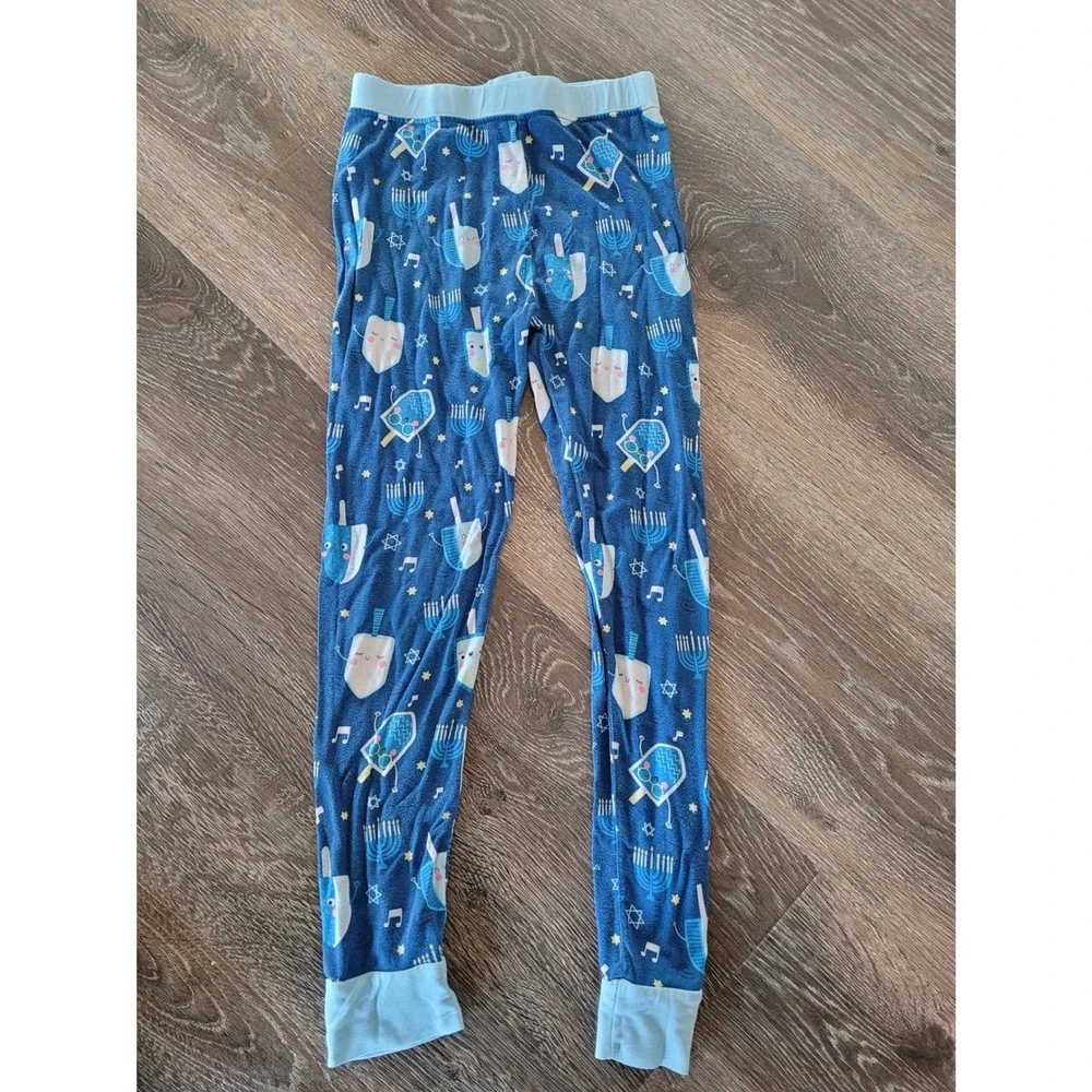 Little Sleepies Hanukkah Bamboo Pajama Pants Blue Dreidel Menorah Kids 5/6 #9